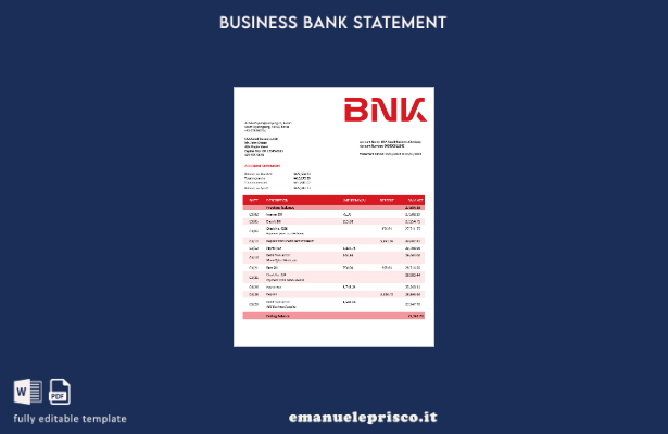 stile verificato Modello Word e PDF di dichiarazione aziendale di BNK Financial 